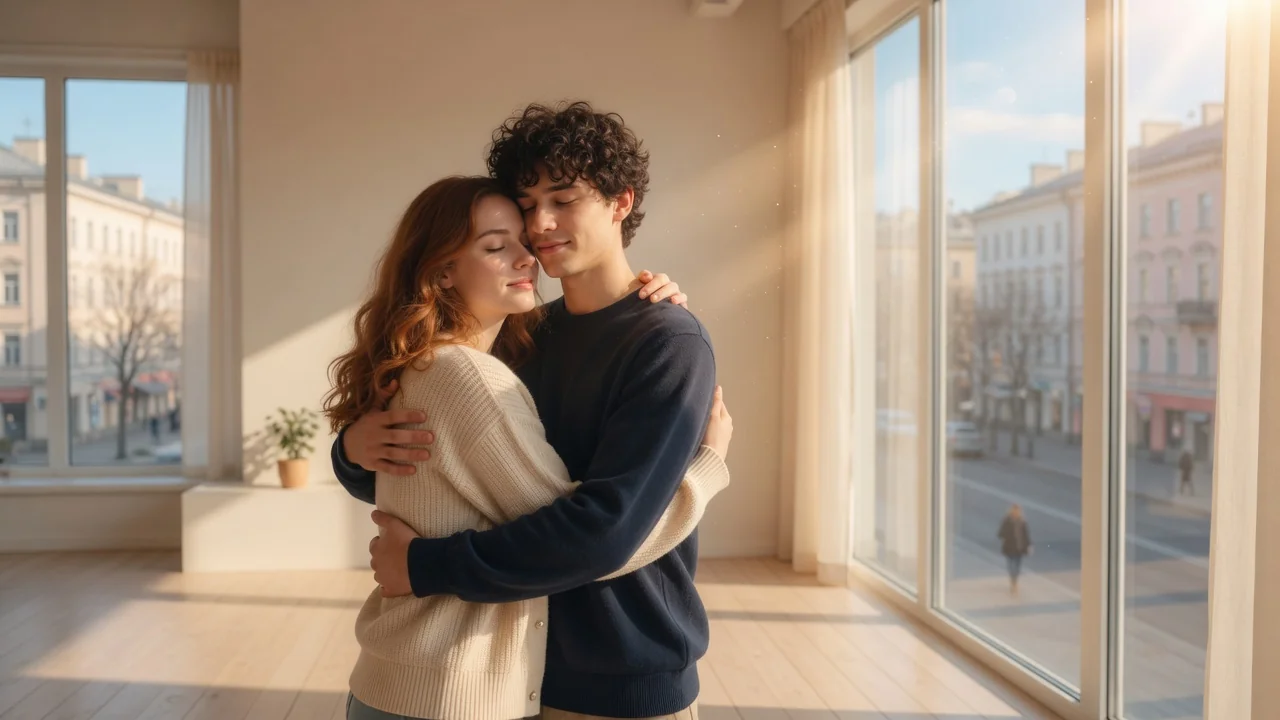 Original AI-generated cover art for the ai hug video generator tool, cinematic horizontal scene