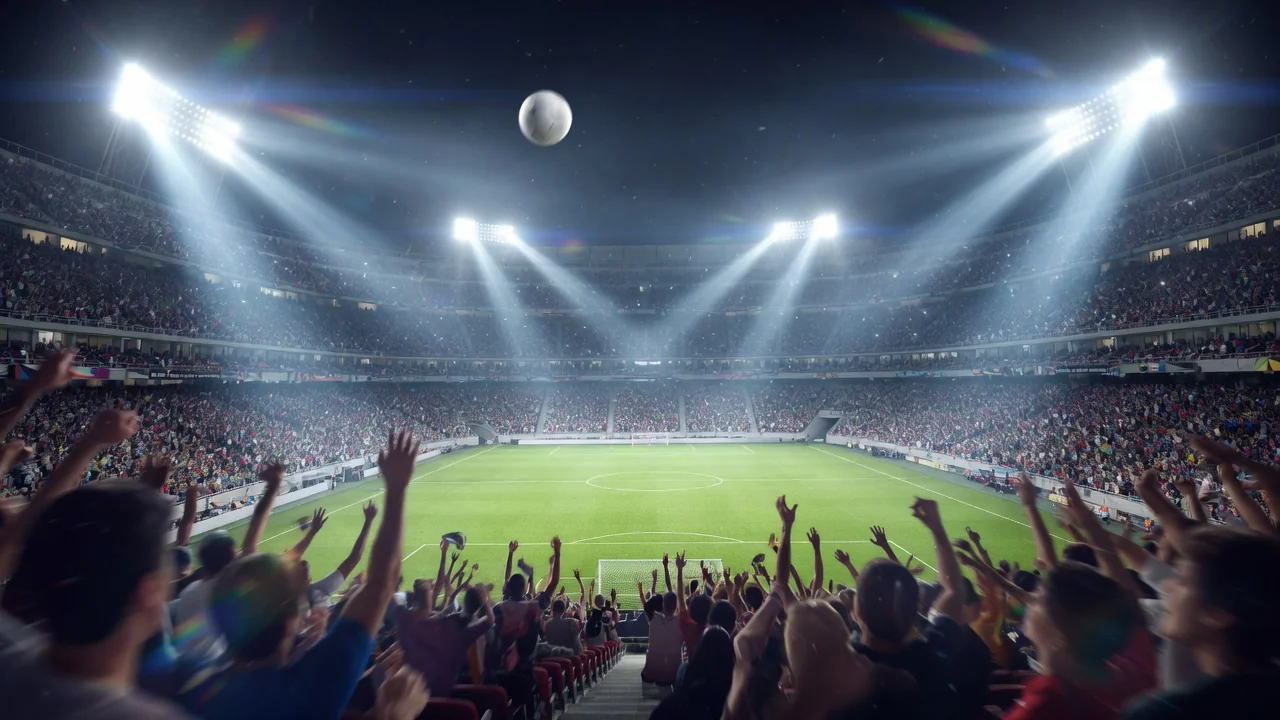 Original AI-generated cover art for the ai world cup 2026 tool, cinematic horizontal scene