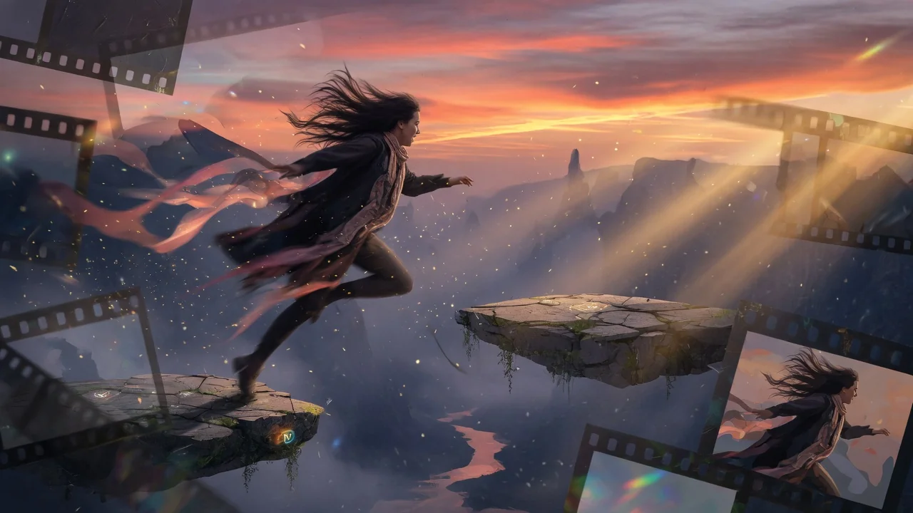 Original AI-generated cover art for the video to video generator tool, cinematic horizontal scene
